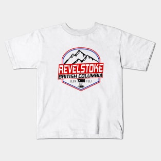 Retro Ski Revelstoke B.C Canada Skiing and Mountain Biking Paradise Kids T-Shirt